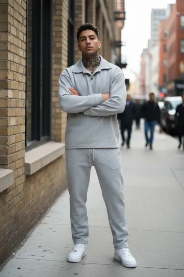 Trening barbati slim fit gri Pantaloni + Hanorac 2618 28-1.1