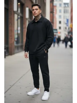 Trening barbati slim fit negru Pantaloni + Hanorac 2618 27 Trening barbati slim fit negru Pantaloni + Hanorac 2618 27