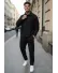Trening barbati slim fit negru Pantaloni + Hanorac 2618 27