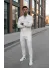 Trening barbati slim fit alb Pantaloni + Hanorac 3344