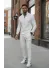 Trening barbati slim fit alb Pantaloni + Hanorac 3344