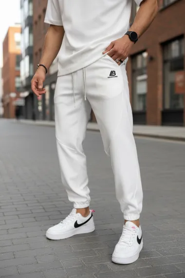 Pantaloni de trening albi conici GG112 27-3.1