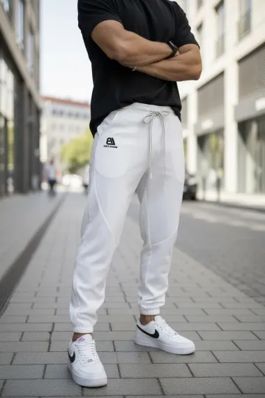 Pantaloni de trening albi conici GG112 27-3.1