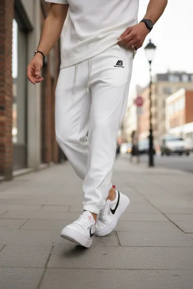 Pantaloni de trening albi conici GG112 27-3.1
