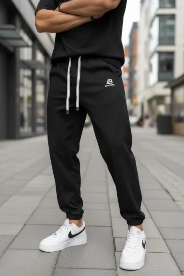 Pantaloni de trening negri conici GG112 27-3.1