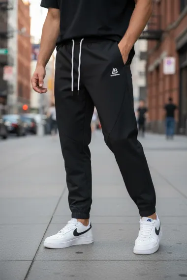 Pantaloni de trening negri conici GG112 27-3.1