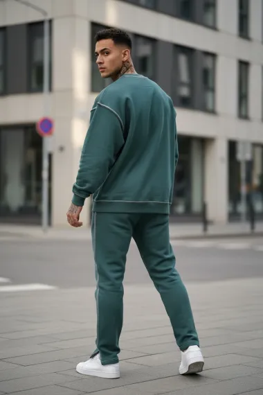 Trening barbati slim fit verde Pantaloni + Hanorac K008 28-1.3