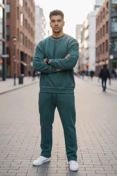 Trening barbati slim fit verde Pantaloni + Hanorac K008 28-1.3