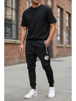 Pantaloni de trening negri conici L1129 28-5.1 Pantaloni de trening negri conici L1129 28-5.1