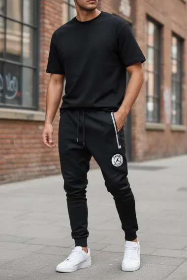 Pantaloni de trening negri conici L1129 28-5.1