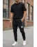 Pantaloni de trening negri conici L1129 28-5.1 Pantaloni de trening negri conici L1129 28-5.1