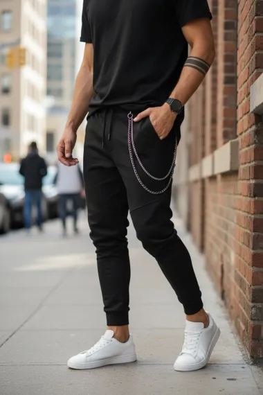 Pantaloni de trening negri conici 10141 19-3.1