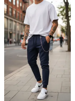 Pantaloni de trening bleumarin conici 12108 119-4