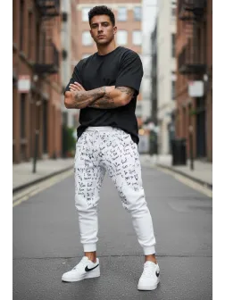 Pantaloni de trening albi conici 172 16-5