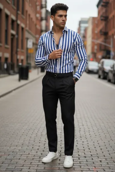 Camasa barbati slim fit dungi B8180