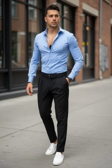 Camasa barbati slim fit albastra B8180 D3-5.1
