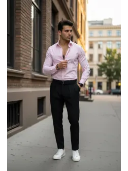 Camasa barbati slim fit roz B8182 O5-4.3 Camasa barbati slim fit roz B8182 O5-4.3