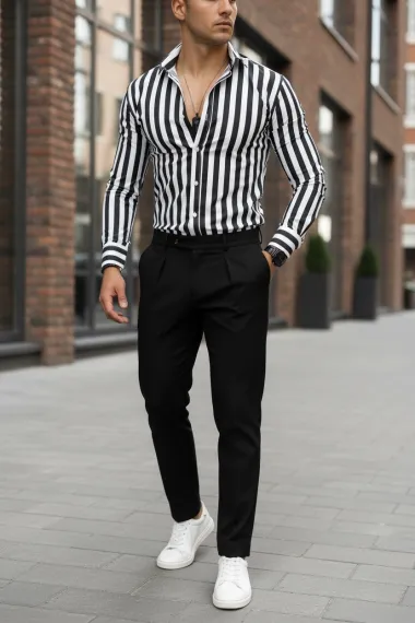 Camasa barbati slim fit dungi B8183