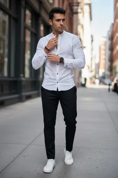 Camasa barbati slim fit mustar G511