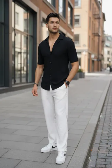 Camasa barbati slim fit neagra Y086 P20-2.3