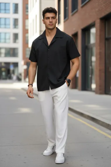 Camasa barbati slim fit neagra Y086 P20-2.3