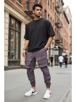 Pantaloni de trening cargo, mov, conici K006 P02-2.2 Pantaloni de trening cargo, mov, conici K006 P02-2.2