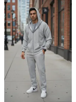 Trening barbati slim fit gri Pantaloni + Hanorac 10001 P20-2.2