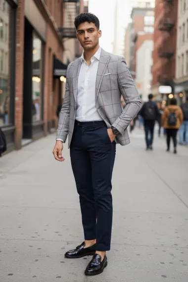 Sacou barbati slim fit in carouri 1162