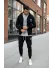 Trening barbati slim fit negru Pantaloni + Hanorac 11691 P19-3.1 Trening barbati slim fit negru Pantaloni + Hanorac 11691 P19-3.1
