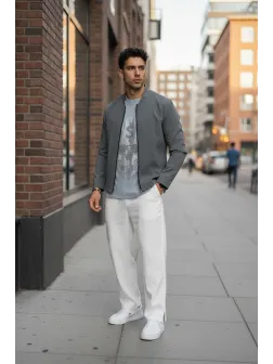 Hanorac barbati slim fit gri 12121 P20-2.1 Hanorac barbati slim fit gri 12121 P20-2.1