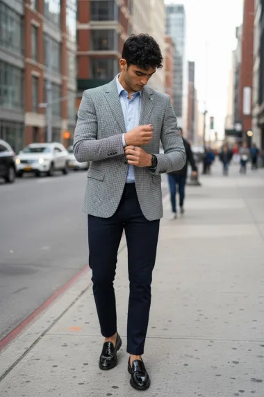 Sacou barbati slim fit in carouri 13318 P19-4.1