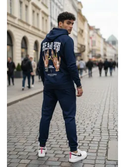Trening barbati slim fit negru Pantaloni + Hanorac 13401 O3-5.3