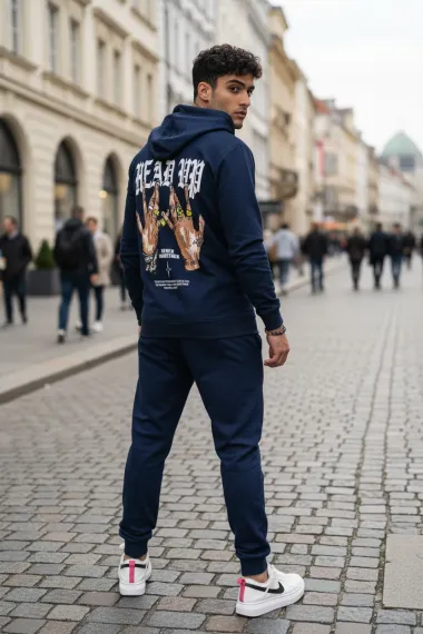 Trening barbati slim fit negru Pantaloni + Hanorac 13401 O3-5.3