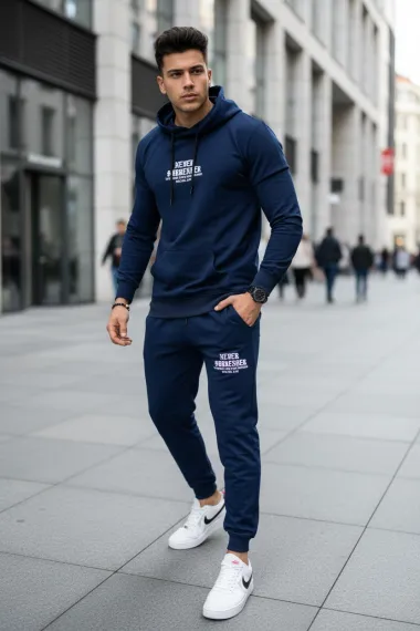 Trening barbati slim fit negru Pantaloni + Hanorac 13401 O3-5.3