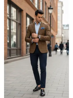 Sacou barbati slim fit in carouri 533 P19-1.1