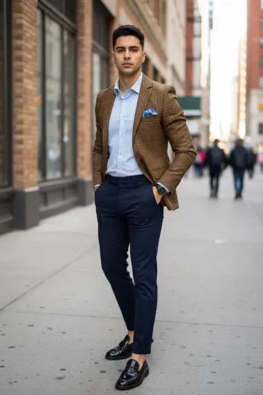 Sacou barbati slim fit in carouri 533 P19-1.1