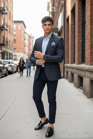 Sacou barbati slim fit carouri C103 P19-4.1