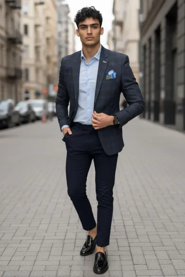 Sacou barbati slim fit carouri C103 P19-4.1