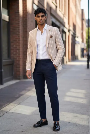 Sacou barbati slim fit dungi b3083 P19-1.3