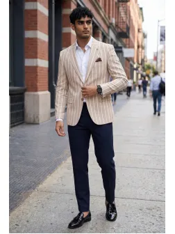 Sacou barbati slim fit dungi b3083 P19-1.3 Sacou barbati slim fit dungi b3083 P19-1.3