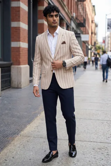 Sacou barbati slim fit dungi b3083 P19-1.3