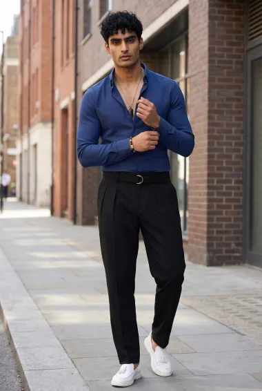 Camasa barbati slim fit bleumarin B5341 6-4.3