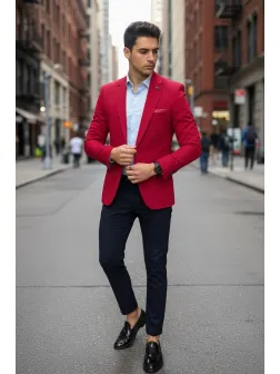 Sacou barbati slim fit grena B8339 89-5