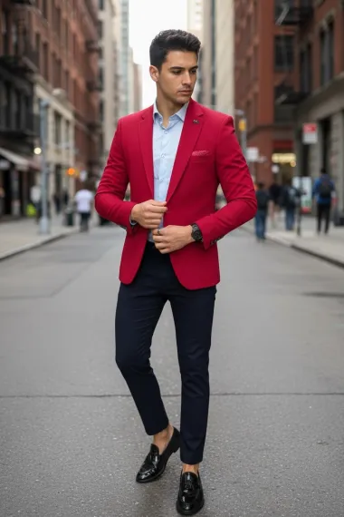 Sacou barbati slim fit grena B8339 89-5