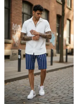 Pantaloni scurti casual cu dungi 13147 O2-6.3