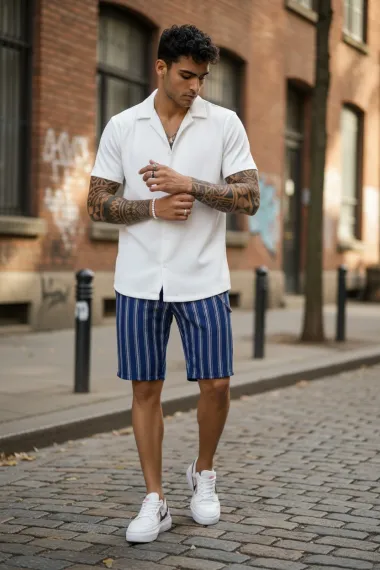 Pantaloni scurti casual cu dungi 13147 O2-6.3