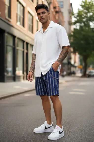 Pantaloni scurti casual cu dungi 13147 O2-6.3