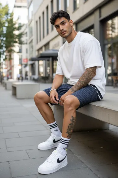 Pantaloni scurti casual, bleumain, 13180 D6-2.1