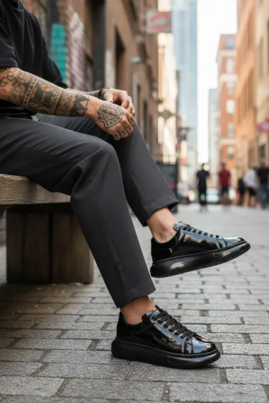 Adidasi barbati casual, negri 0957 T14-2