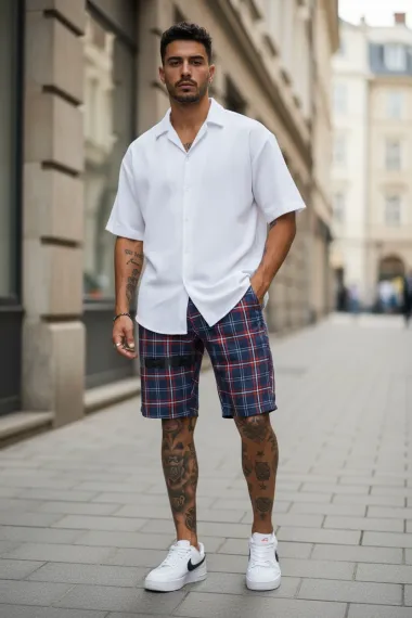 Pantaloni scurti casual, cu imprimeu, 13141 D4-3.2